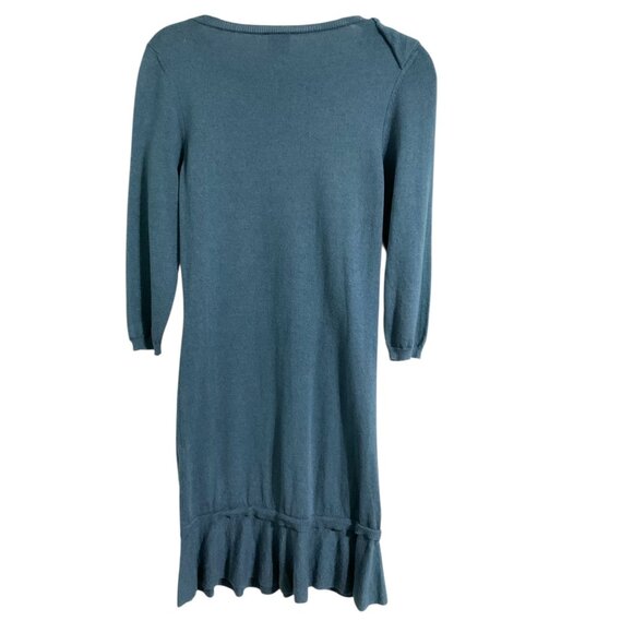 RED Valentino Wool Blend Ruffle Accent Dress Teal size *XS - Picture 3 of 12